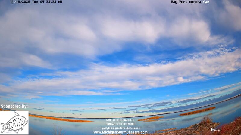 Latest live northern lights webcam from Bay Port, Michigan in Usa