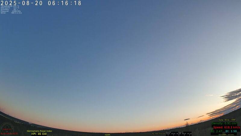 Latest live northern lights webcam from Espoo, Finland in Europe
