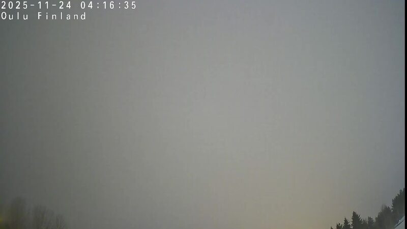 Latest live northern lights webcam from Oulu, Finland in Europe