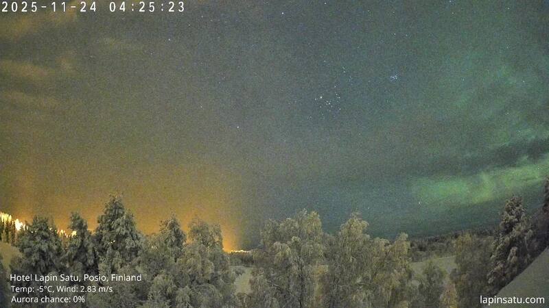 Latest live northern lights webcam from Posio, Finland in Europe