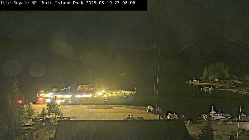 Latest live northern lights webcam from Mott Island, Isle Royale, Michigan in Usa