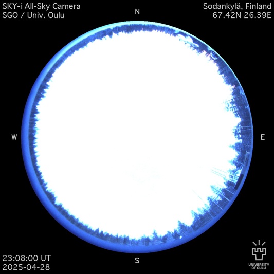 Latest live northern lights webcam from Sodankyla, Finland in Europe